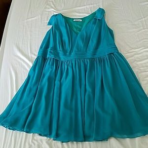 Plus size teal chiffon dress